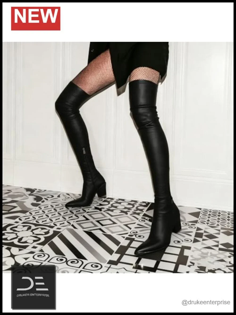 Women's Over the Knee Boots PU Leather Block Heel Pointed Toe Thigh High